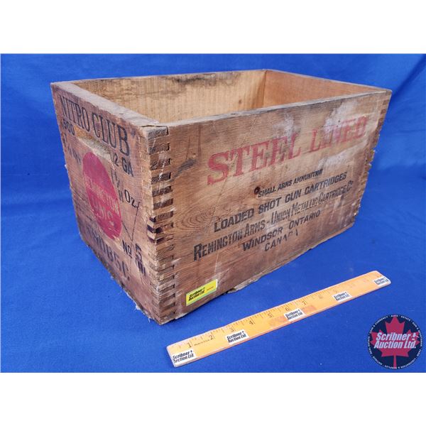 Wood Ammo Crate : NITRO CLUB REMINGTON UMC - STEEL LINED (9"H x 15-1/2"W x 9-1/2"D) (SEE PICS!)