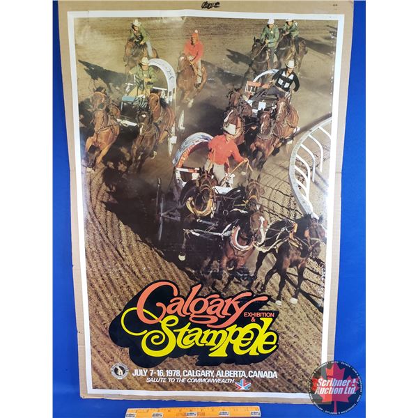 Calgary Stampede Poster July 7-16, 1978 (Mounted on Cardboard) (35-1/2"H x 24"W Cardboard) (SEE PICS