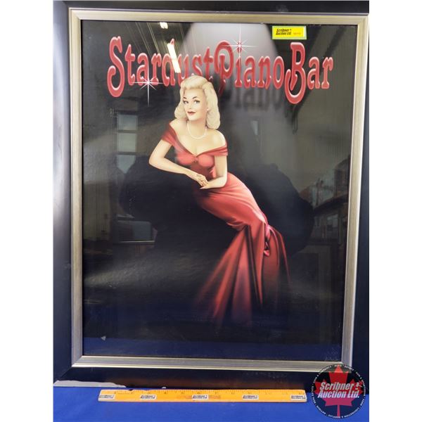 Décor - Framed : "Stardust Piano Bar" (23-1/2"H x 19-1/4") (Note: Bottom corner) (SEE PICS!)