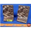 Image 1 : Native/Indigenous Motif : Painted Cast Aluminum Bookends (5-1/2"H x 3-1/2"W x 2-1/2"D) (SEE PICS!)