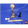 Image 5 : Brass / Black Candlestick Rotary Phone with Modern Phone Cord (12"H) (SEE PICS!)