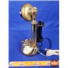Image 9 : Brass / Black Candlestick Rotary Phone with Modern Phone Cord (12"H) (SEE PICS!)