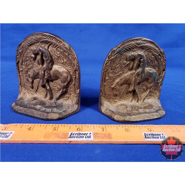 CAST "End of the Trail" Bookends (3-1/2"H x 4"W x 1-1/2"D) (SEE PICS!)