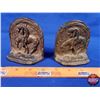 Image 1 : CAST "End of the Trail" Bookends (3-1/2"H x 4"W x 1-1/2"D) (SEE PICS!)