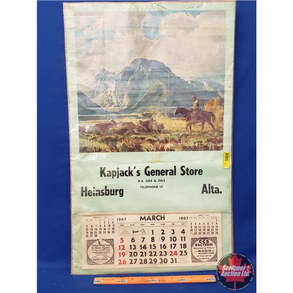 "Kapjack's General Store" Advertising Calendar 1967 (From March) (27-1/2" 17"W) (SEE PICS!)