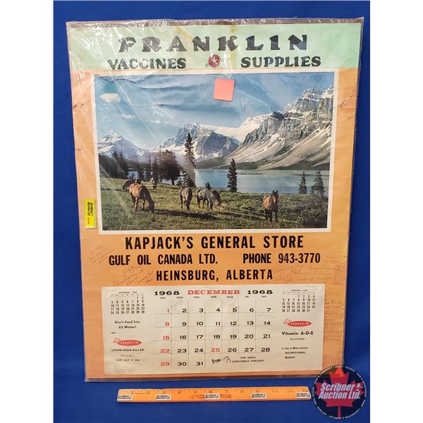 "Kapjack's General Store" Advertising Calendar Dec 1968 (22-1/4" 17-1/4"W) (SEE PICS!)
