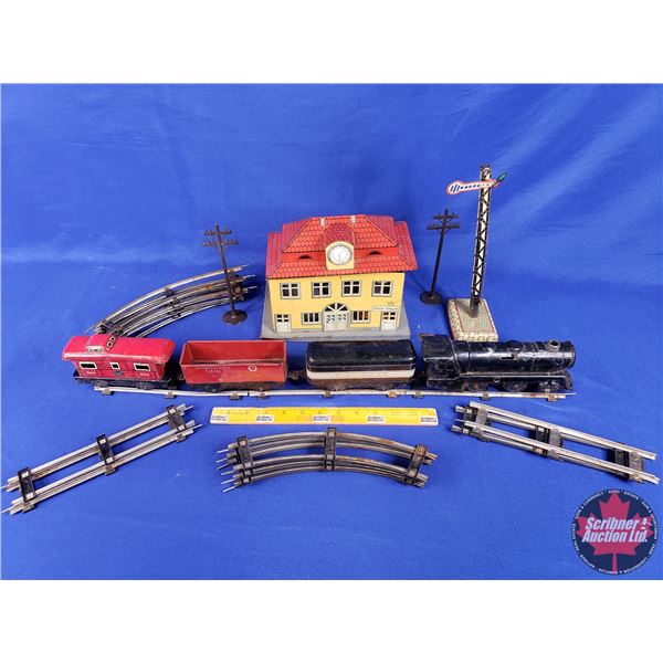 Tin Train & Station & Tracks/Accessories "Karl Bub" O Guage (SEE PICS!)
