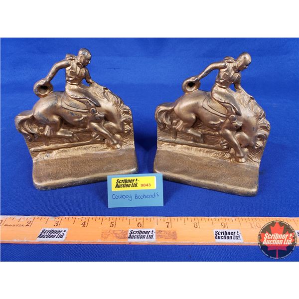 Cowboy Bookends (Cast Aluminum) (5-1/4"H x 5"W x 2-1/4"D) (SEE PICS!)