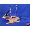 Image 1 : Ceramic Pink Nautical Ship Lamp / Chrome Sails (Electric) (Mid Century) (14-1/2"H x 16"W) (SEE PICS!