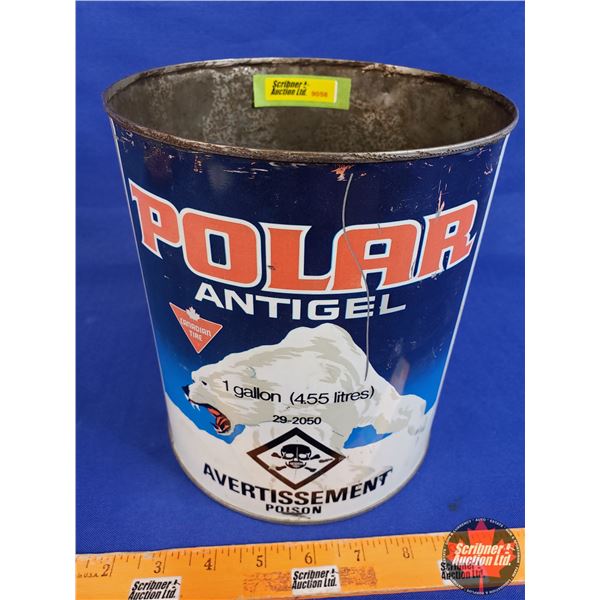 TIN: POLAR ANTIGEL 1 Gallon Tin (No Lid) (8-1/4"H x 7"Dia) (SEE PICS!)