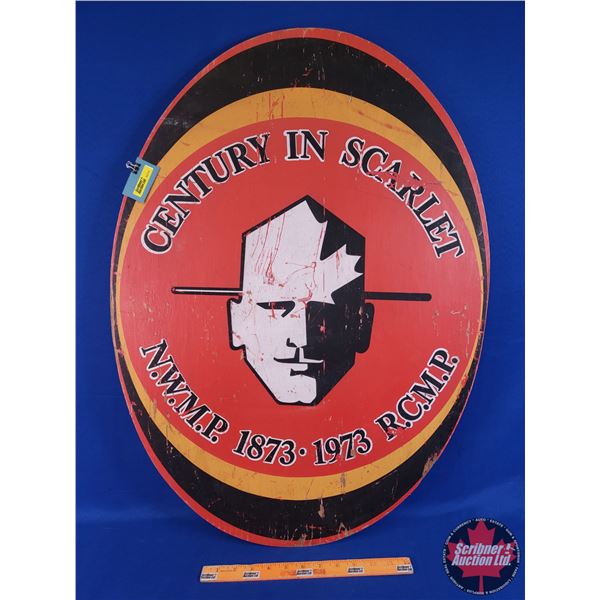 N.W.M.P 1873-1973 R.C.M.P. CENTURY IN SCARLET (Wall Mount Wood Plaque) (30-1/2"H x 22"W) (SEE PICS!)