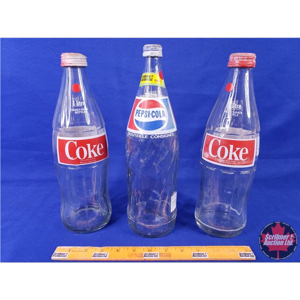 Bottle Trio (Coke & Pepsi) (Tallest : 12-1/2"H) (SEE PICS!)