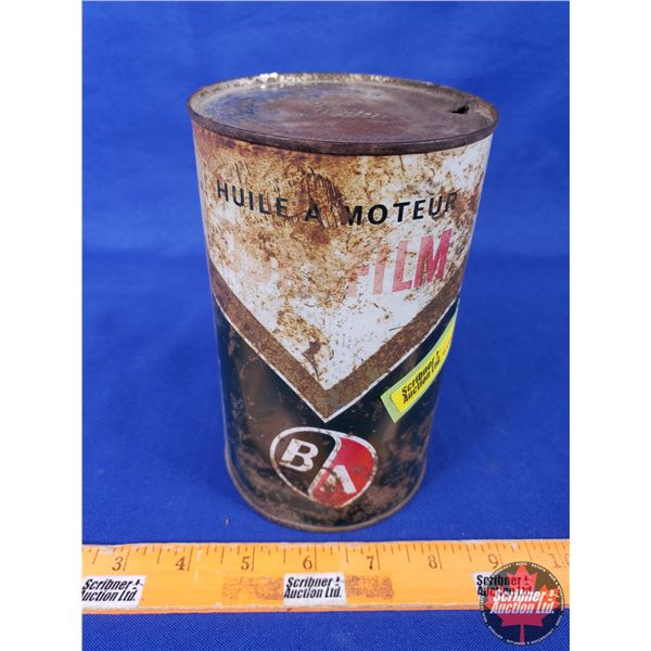 OIL TIN: B/A Durafilm Motor Oil (6-1/2"H x 4"Dia) (SEE PICS!)