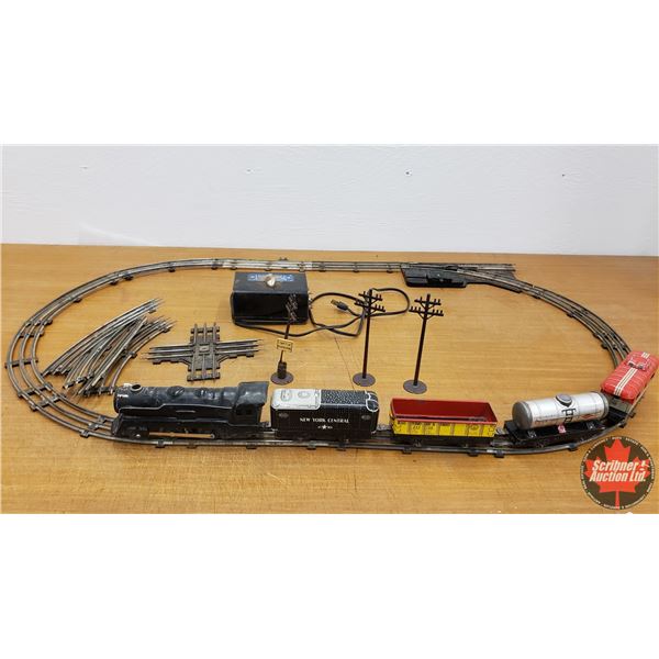 Louis & Marx Train with Track & Transformer : O Guage Train / Power Pole Accessories (c. 1940's/50's