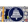 Image 1 : Double Side Enamel Flange Sign "PUBLIC TELEPHONE" (12-3/4" x 11-1/4"Dia) (SEE PICS!)