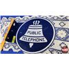 Image 2 : Double Side Enamel Flange Sign "PUBLIC TELEPHONE" (12-3/4" x 11-1/4"Dia) (SEE PICS!)