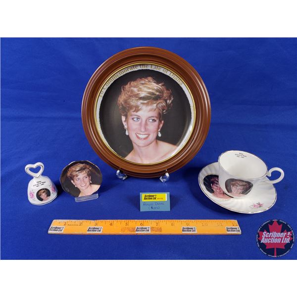 Princess Diana Collector Combo: Collector Plate Framed; Cup/Saucer; Bell; Mini Plate (Large Plate 10