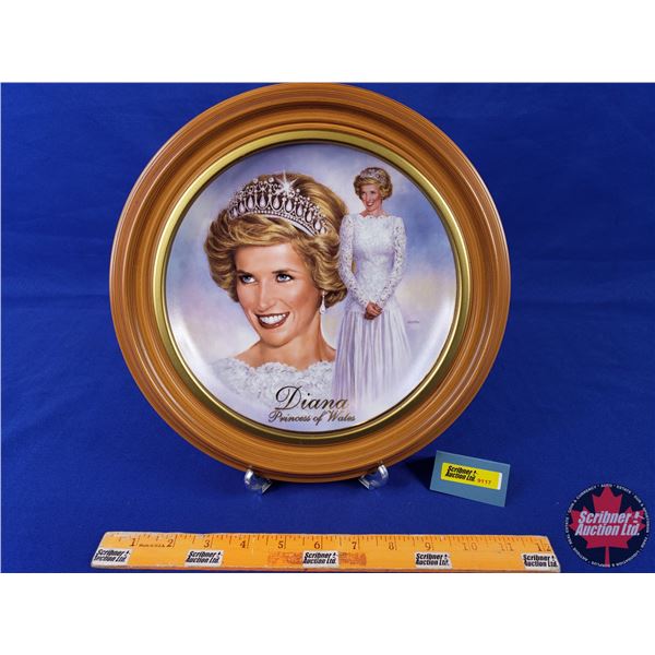 Wood Frame Collector Plate : Princess Diana (Bradford Exchange 1998 - See Title In Pictures) (11-1/2
