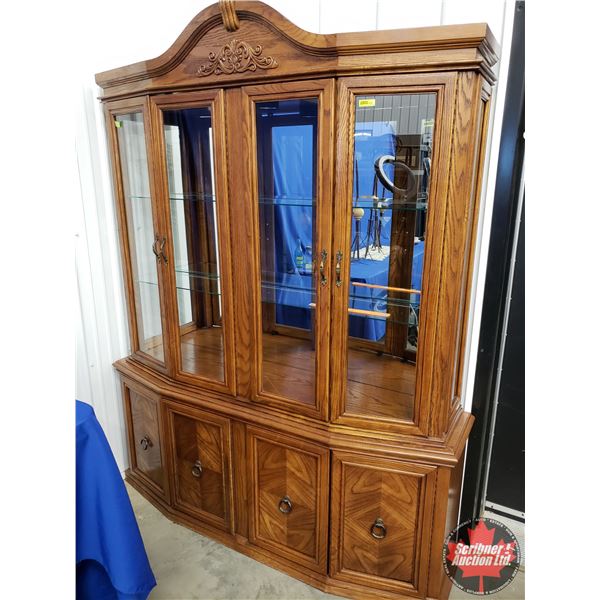 CHINA CABINET (Large - 2 Piece) (Lighted) (81-1/2"H x 64-1/2"W x 17"D) (SEE PICS!)