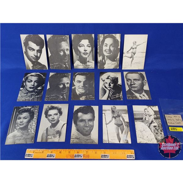 Vintage 1950's Celebrity Vending Machine Cards (15) (Variety Incl. Gene Kelly; Ava Gardner; Lana Tur