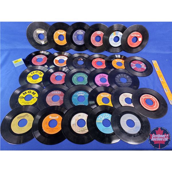 45's Collection (28) : Incl. Elvis Presley; Connie Francis; Brenda Lee; etc! (SEE PICS!)