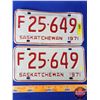 Image 1 : Lic Plates Set : Saskatchewan 1971 (SEE PICS!)