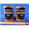 Image 2 : OIL TINS (2): Harley-Davidson GENUINE OIL Genuine SAE20W-50 (Both FULL) (5-1/2"H x 4"Dia) (SEE PICS!