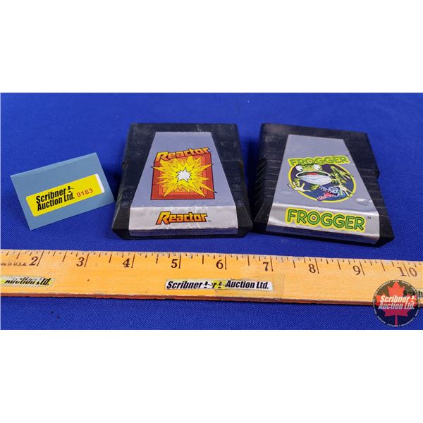 ATARI Game Cartridges (2): REACTOR & FROGGER (SEE PICS!)