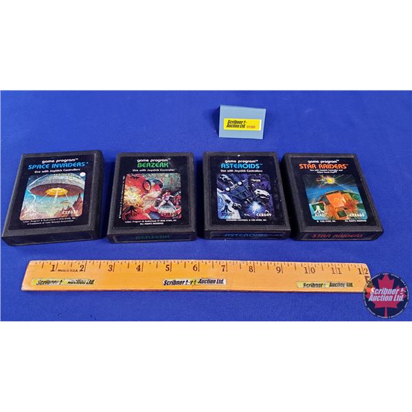 ATARI Game Cartridges (4): SPACE INVADERS ; BERZERK ; ASTEROIDS ; STAR RAIDERS (SEE PICS!)