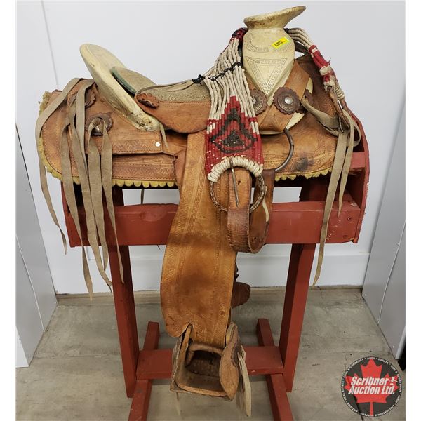 Saddle "Fusteria El Comanche" (Made in Mexico) (12" Seat) (Display Stand NOT INCLUDED) (SEE PICS!)