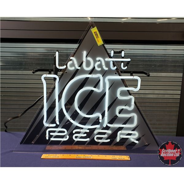 New Old Stock NEON Sign "Labatt ICE BEER" (18"H x 22-1/2"W x 5-1/2"D) (SEE PICS!)