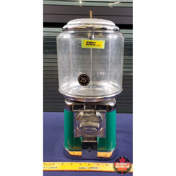 "Beaver" Gumball Machine (25 Cent) (w/Key) (Green Base) (16"H x 8"W x 8"D) (SEE PICS!)