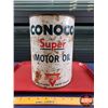 Image 3 : OIL TIN: CONOCO Super MOTOR OIL (9-1/2"H x 6-3/4"Dia) (SEE PICS!)