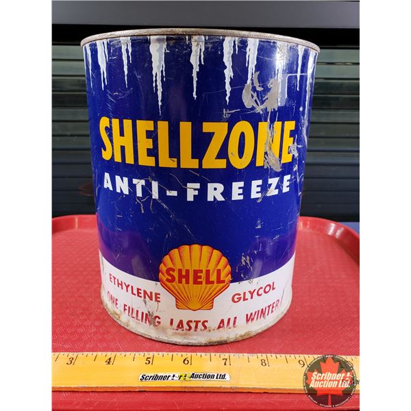 TIN : SHELL - SHELLZONE ANTI-FREEZE (Gallon Tin) (8"H x 7"Dia) (SEE PICS!)