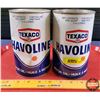 Image 1 : OIL TINS (2): TEXACO HAVOLINE (Both Full) (6-1/2"H x 4"Dia) (SEE PICS!)