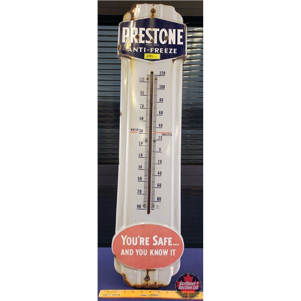 PRESTONE ANTI-FREEZE Thermometer (Metal / Enamel) (36-1/2"H x 9-1/4"W x 1"D) (SEE PICS!)