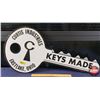 Image 1 : Double Side Metal Sign - Key Shape "CURTIS INDUSTRIES EASTLAKE, OHIO : KEYS MADE" (15"H x 31"W) (SEE