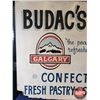 Image 2 : Single Side Hardboard Sign "BUDAC'S BAKERY" (Logos for CALGARY & ROYAL CROWN COLA) (34"H x 46-3/4"W 