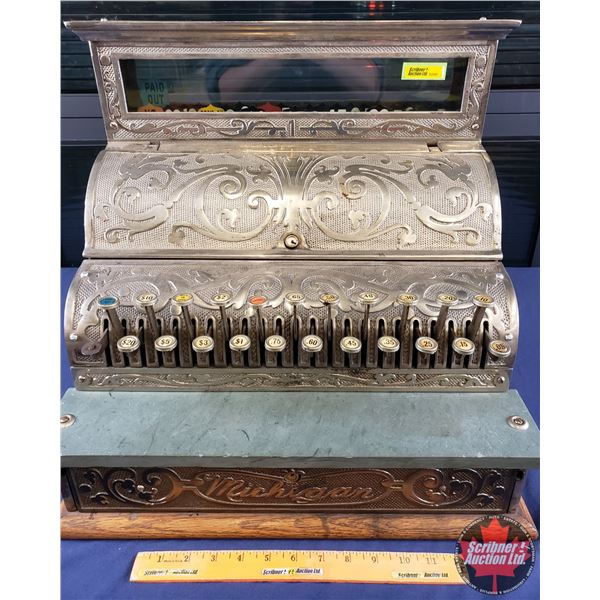 "Michigan" Cash Register (Nickel Plated) (No Key) (18"H x 19"W x 16-1/2"D) (SEE PICS!)