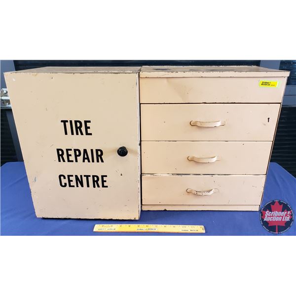 BOWES SEAL FAST DISTRIBUTOR Metal Shop Storage Display "TIRE REPAIR CENTRE" (Bench Top or Wall Mount
