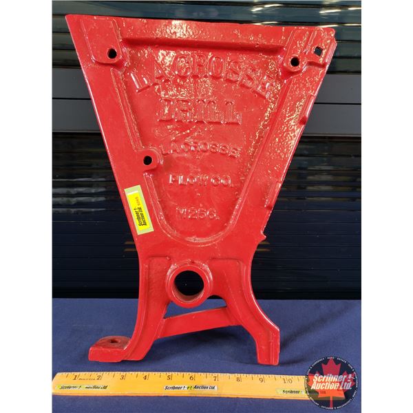LA CROSSE Seed Drill Box End (Cast Iron) (Powder Coated - Red) (18-1/2"H x 13"W) (SEE PICS!)