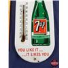 Image 3 : Single Side Enamel Thermometer "7UP" "fresh up" You Like It …. It Likes You (15"H x 6"W x 1/2"D) (No