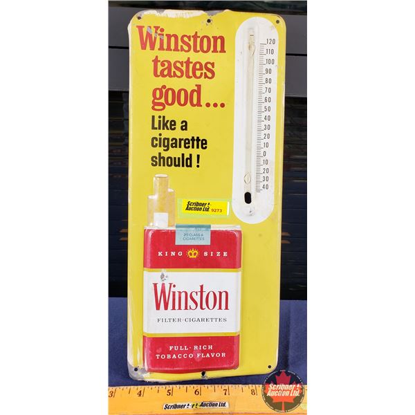 Single Side Metal Advertising Thermometer "Winston" (Embossed) (13-1/2"H x 5-3/4"W) (Note: Missing B