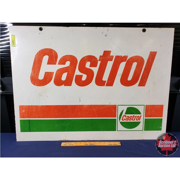 Double Side Steel Sign "Castrol" (23-1/4"H x 32"W) (SEE PICS!)