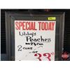 Image 2 : Framed Grocery Store Pennant "SPECIAL TODAY" Libby's Peaches "REMEMBER GOLDEN WEST COFFEE" (27"H x 1