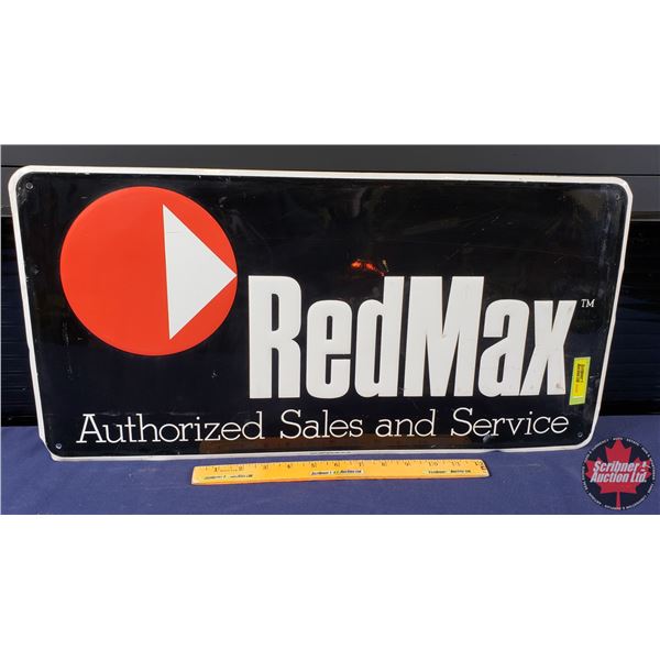 Single Side Tin Sign "RedMax Authorized Sales and Service" (Embossed) (1987) (12"H x 24"W) (SEE PICS