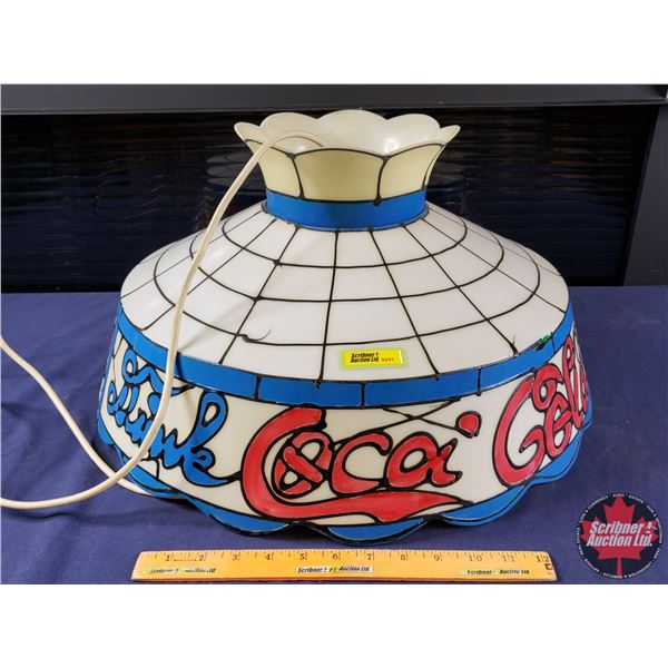 Drink Coca-Cola Electric Light Fixture (Tiffany Style Hanging) (Plastic) (21"Dia) (SEE PICS!)