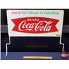 Image 1 : Double Side Tin Rack Topper Sign : French "BUVEZ Coca-Cola" (Fishtail c. 1962) "pour un VRAI REGAIN 
