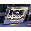 Image 2 : Advertising Mirror "ICE DRAFT LIGHT Budweiser" (Parallelogram Shape) (c.1990's) (21-1/2"H x 25"W) (S