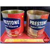 Image 1 : TINS (2): PRESTONE BRAND ANTI-FREEZE Gallon Tin (8"H x 7"Dia) (SEE PICS!)